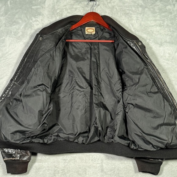 Vintage Banana Republic Jacket Mens Large Brown Leather Flight Bomber *FLAWS - Picture 8 of 12